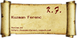 Kuzman Ferenc névjegykártya