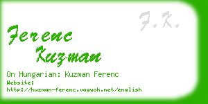 ferenc kuzman business card